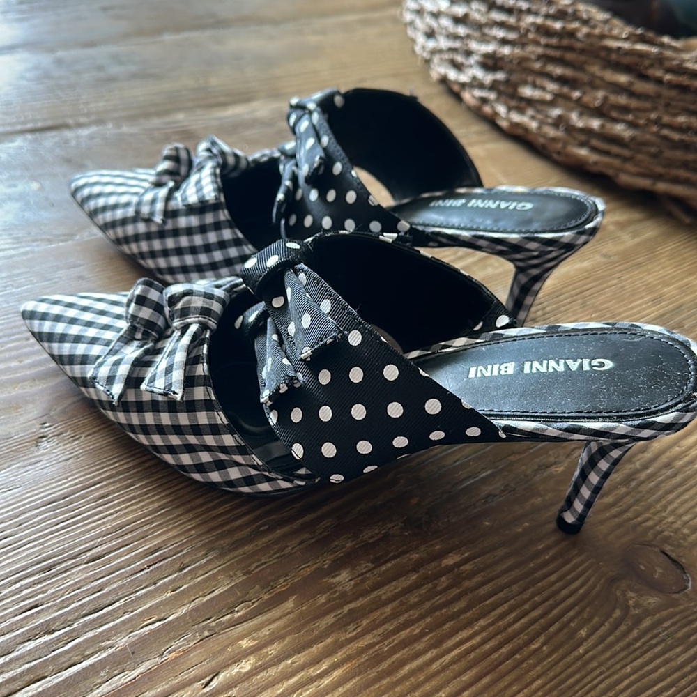 Gianni Bini black and white gingham heeled sandals size 9 new - make a statement - Picture 4 of 5